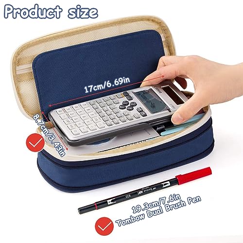 HASTHIP® Nylon Large Capacity Pencil Pouch Durable Storage Multiple Compartment Double Zipper Portable Box for Kids College Student Teen 22X11Cm Navy Blue 3 PCS HASTHIP® Nylon Large Capacity Pencil Pouch Durable Storage Multiple Compartment Double Zipper Portable Box for Kids College Student Teen 22X11Cm Navy Blue 3 PCS